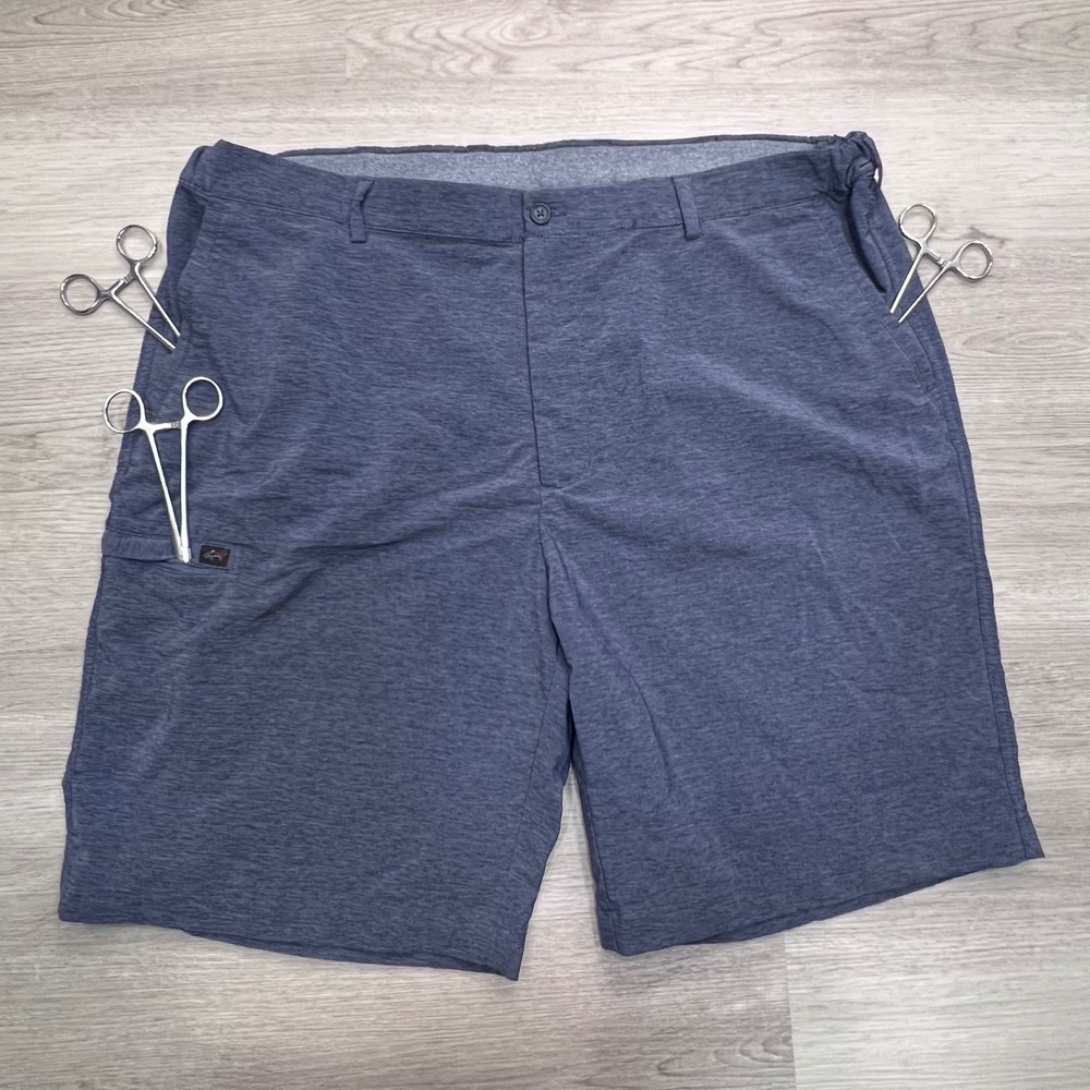 Greg Norman Mens Blue Heather Golf Shorts Size 40 Stretch TL111234 Shark Logo - Picture 8 of 16